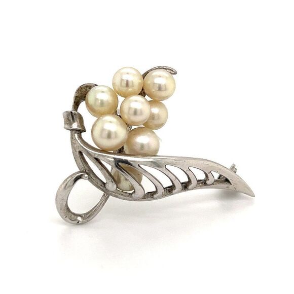 Mikimoto Estate Akoya Pearl Brooch Sterling Silver 6.50 mm M261 - Picture 1 of 11